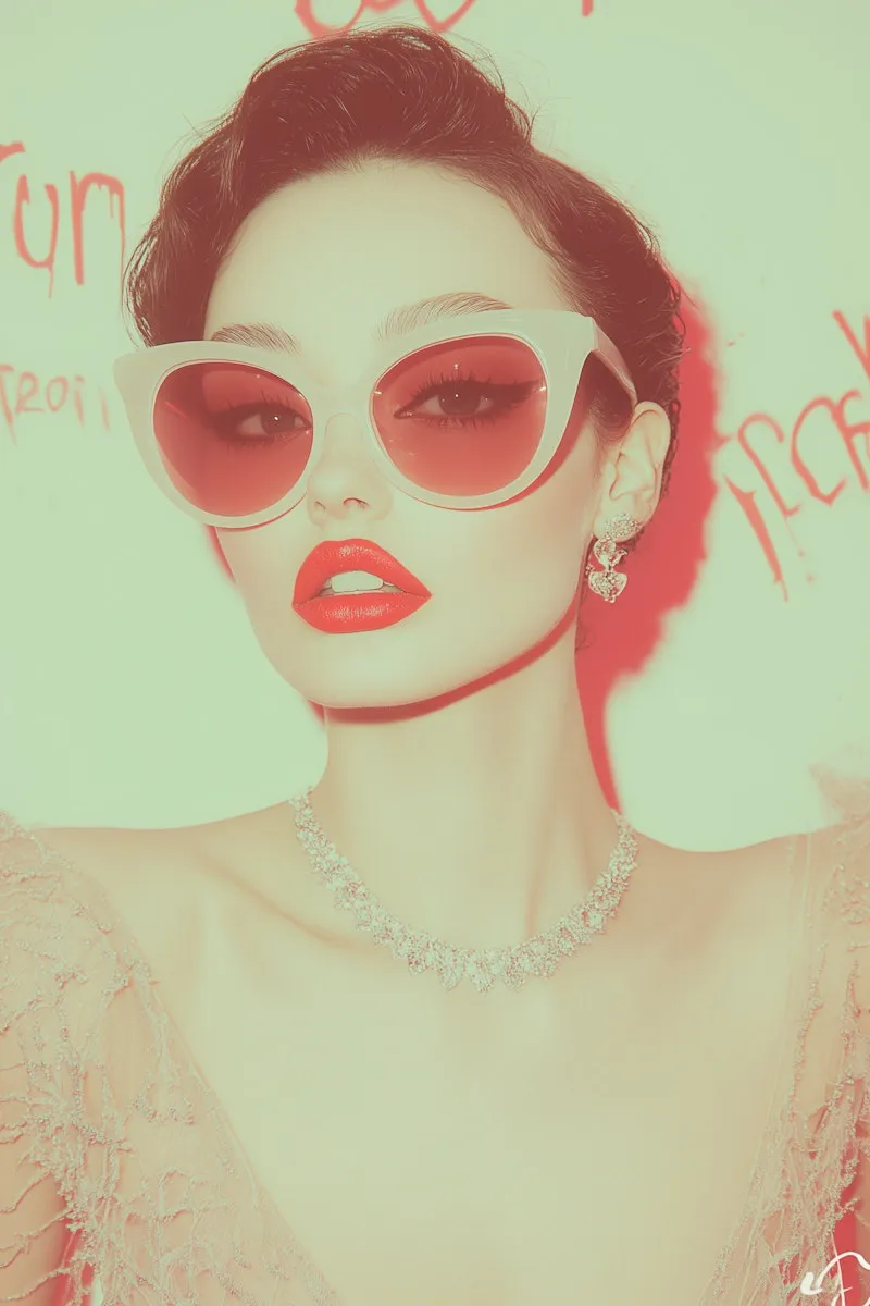 Retro-style model in oversized sunglasses