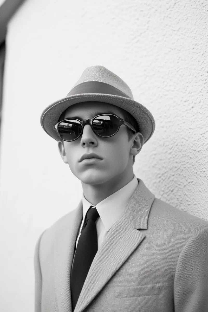 Stylish man in sunglasses and dark overcoat